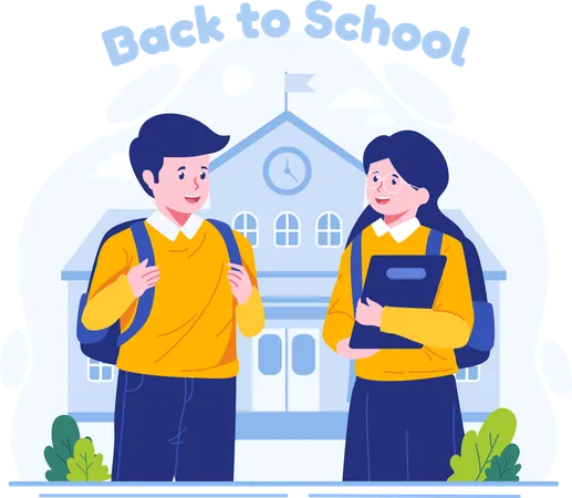 A School Boy And A School Girl With Backpacks Are Back To School Back To School Concept Illustration Illustration