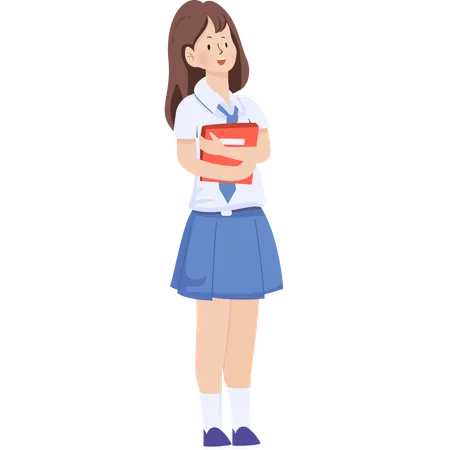 School girl carrying books  Illustration