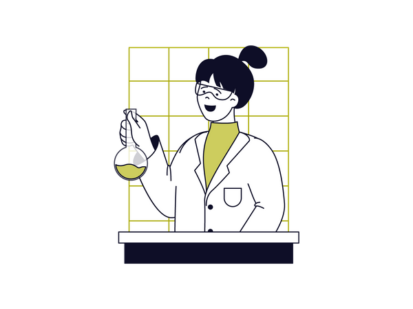 School girl doing science experiment Illustration