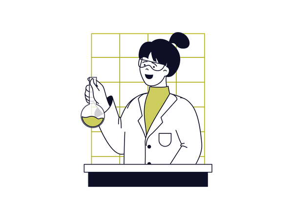 School girl doing science experiment  Illustration