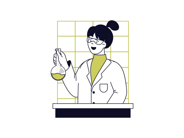 School girl doing science experiment  Illustration