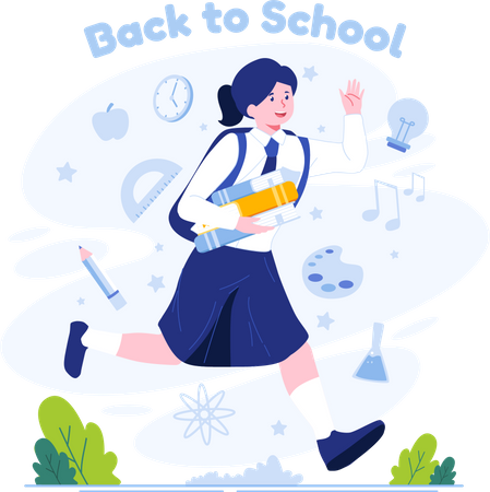 School girl getting back to school  Illustration