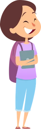School girl holding book Illustration