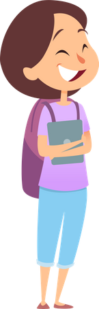 School girl holding book  Illustration