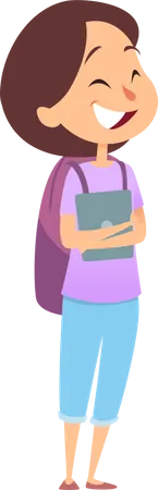 School girl holding book  Illustration