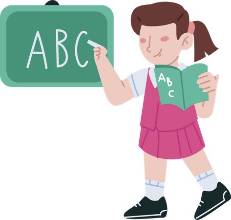School girl learning alphabets Illustration