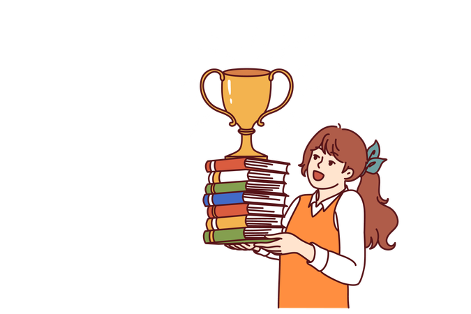 School girl receives achievement award  Illustration