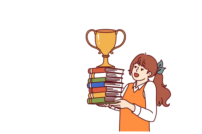 School girl receives achievement award  Illustration