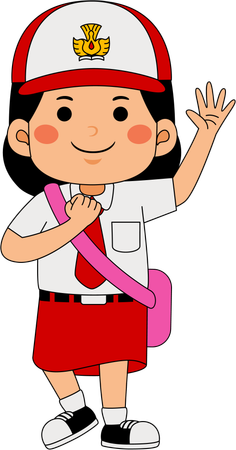 School girl showing hand gesture  Illustration