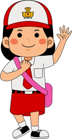 School girl showing hand gesture  Illustration