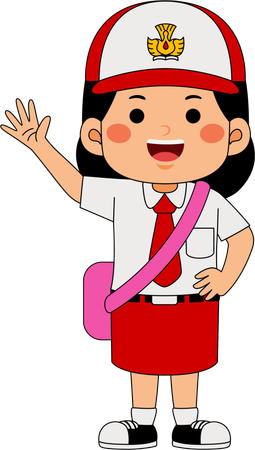 School girl showing hand gesture  Illustration