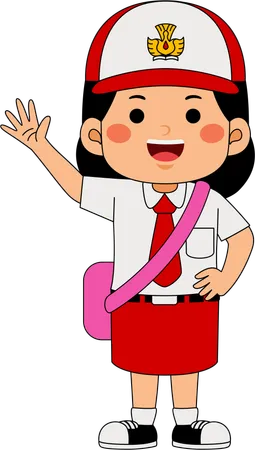 School girl showing hand gesture  Illustration