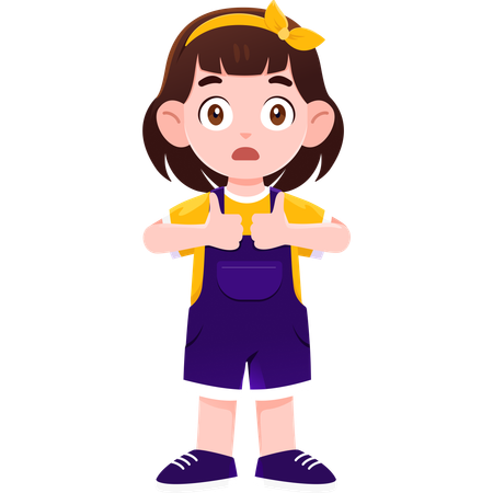 School girl showing Thumbs Up  Illustration