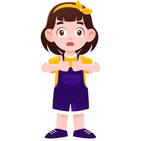 School girl showing Thumbs Up  Illustration