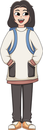 School Girl with backpack  Illustration