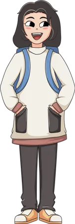 School Girl with backpack  Illustration