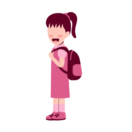 School Girl With bag  Illustration