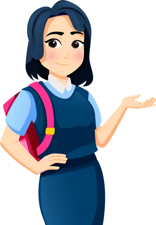 School Girl with bag  Illustration