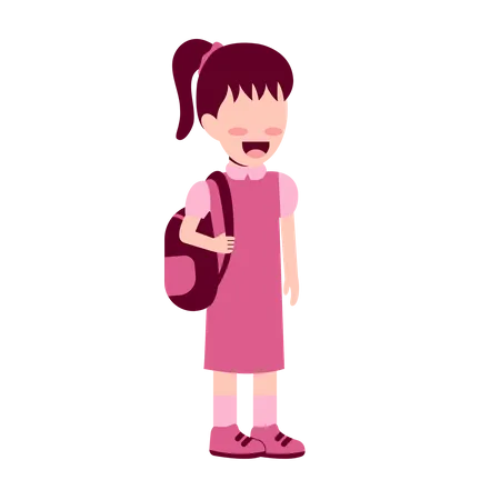 School Girl With bag  Illustration