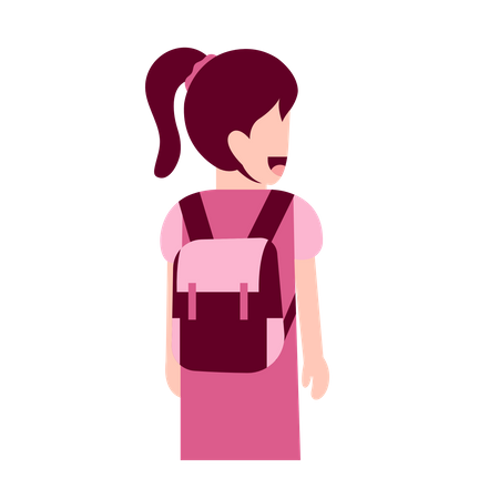 School Girl With bag  Illustration