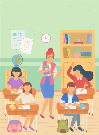 School Gives Knowledge Lesson Teacher  Illustration