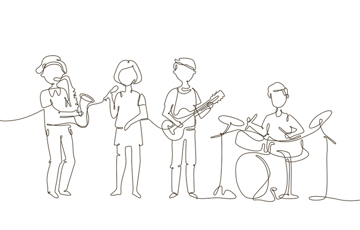 School Music Band  Illustration