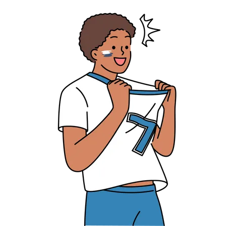 School sport player showing jersey  Illustration