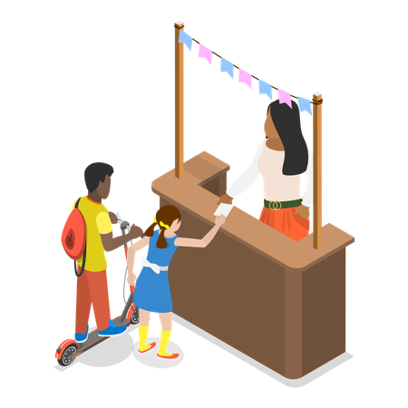 School Student in School Fair  Illustration