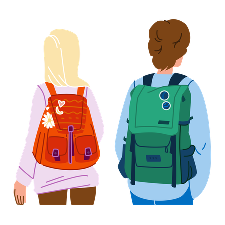 School student with backpack  イラスト