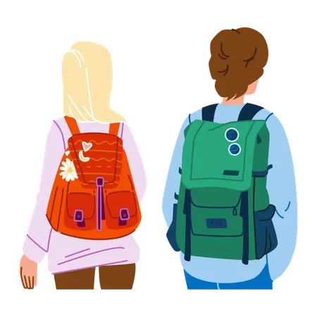 Teen Backpack Vector School Student Happy Bag Education College University Young Person Teen Backpack Character People Flat Cartoon Illustration Illustration
