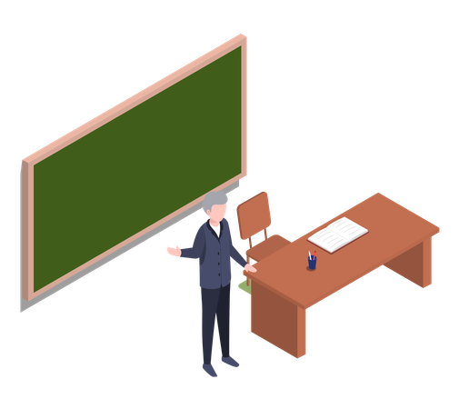 School teacher teaching in class  Illustration