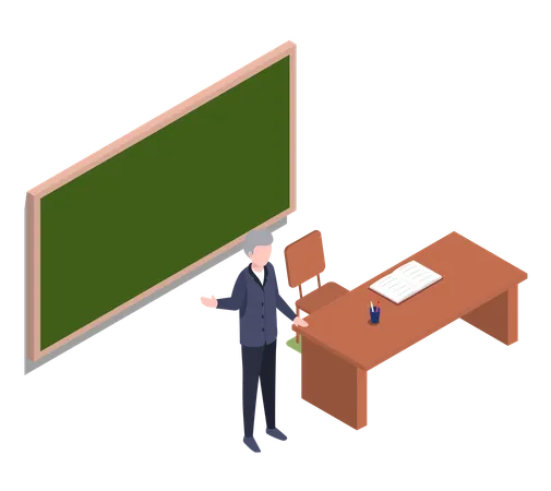 School teacher teaching in class  Illustration