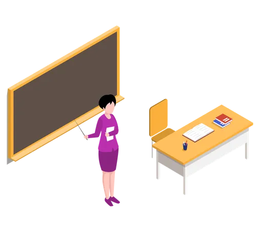 School teacher teaching in class  Illustration