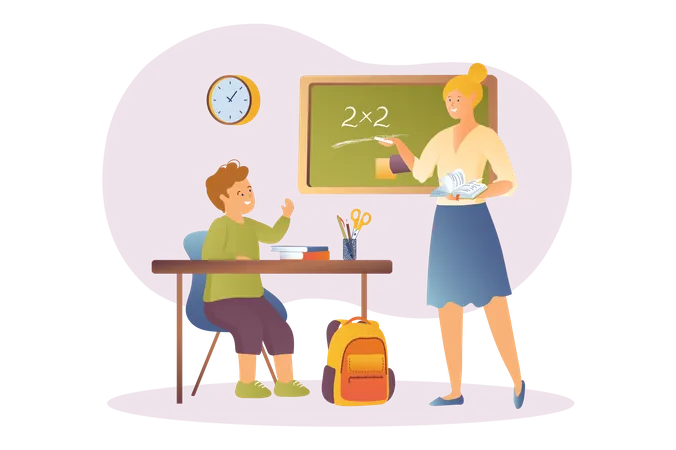 School teacher teaching mathematics  Illustration