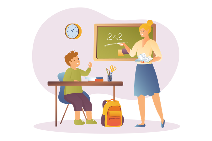 School teacher teaching mathematics  Illustration