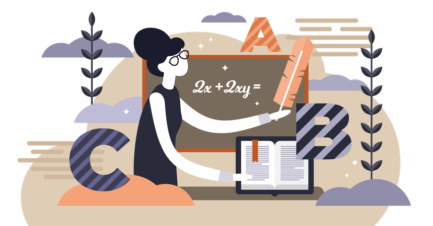 School teacher teaching maths  Illustration