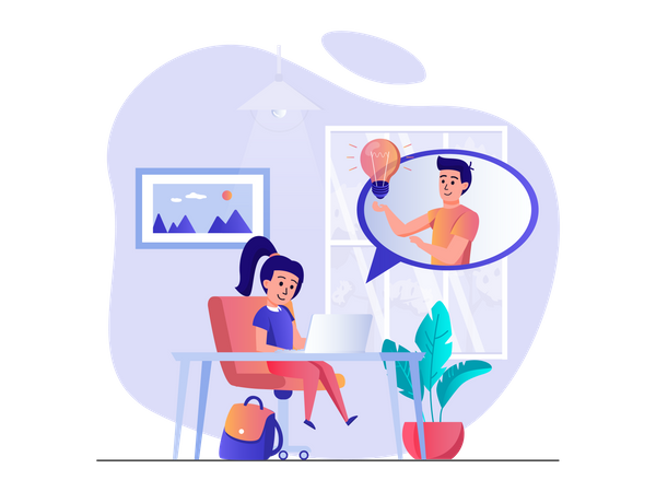 School teacher teaching online  Illustration