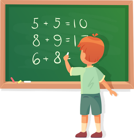 Schoolboy at the blackboard  Illustration