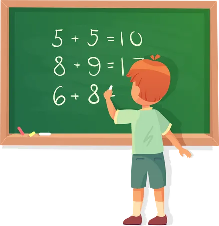 Schoolboy at the blackboard  Illustration