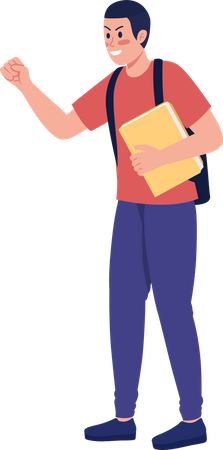 Schoolboy getting angry on someone  Illustration