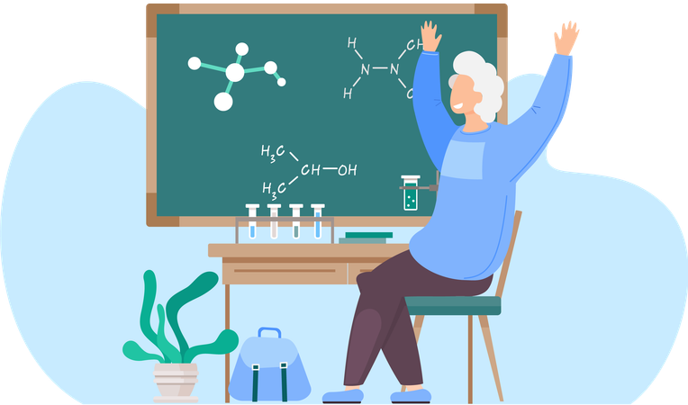 Schoolboy in chemistry classroom  Illustration