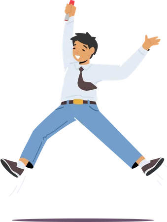 Schoolboy Jumping Illustration