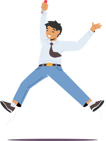 Schoolboy Jumping  イラスト