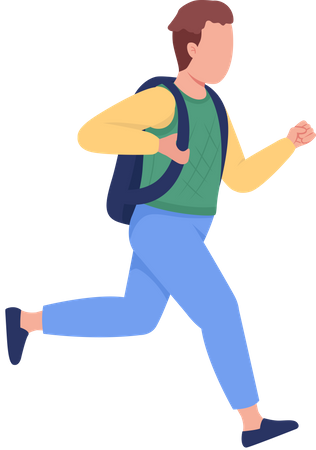 Schoolboy running to school Illustration
