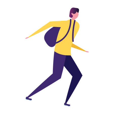 Schoolboy running to school Illustration