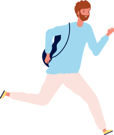 Schoolboy Running To School  Illustration