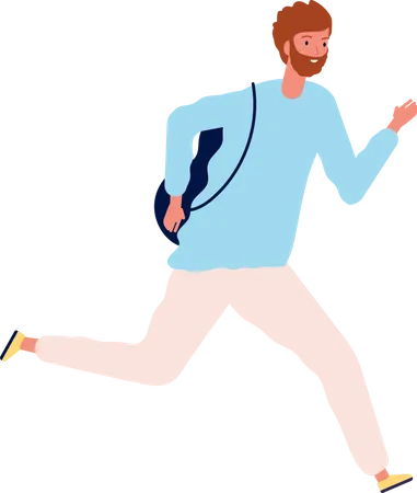 Schoolboy Running To School  Illustration