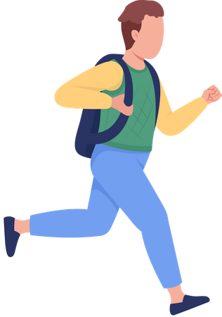 Schoolboy running to school  Illustration