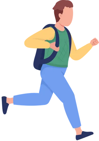 Schoolboy running to school  Illustration