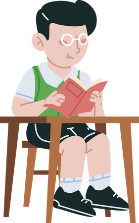 Schoolboy sitting in classroom  Illustration